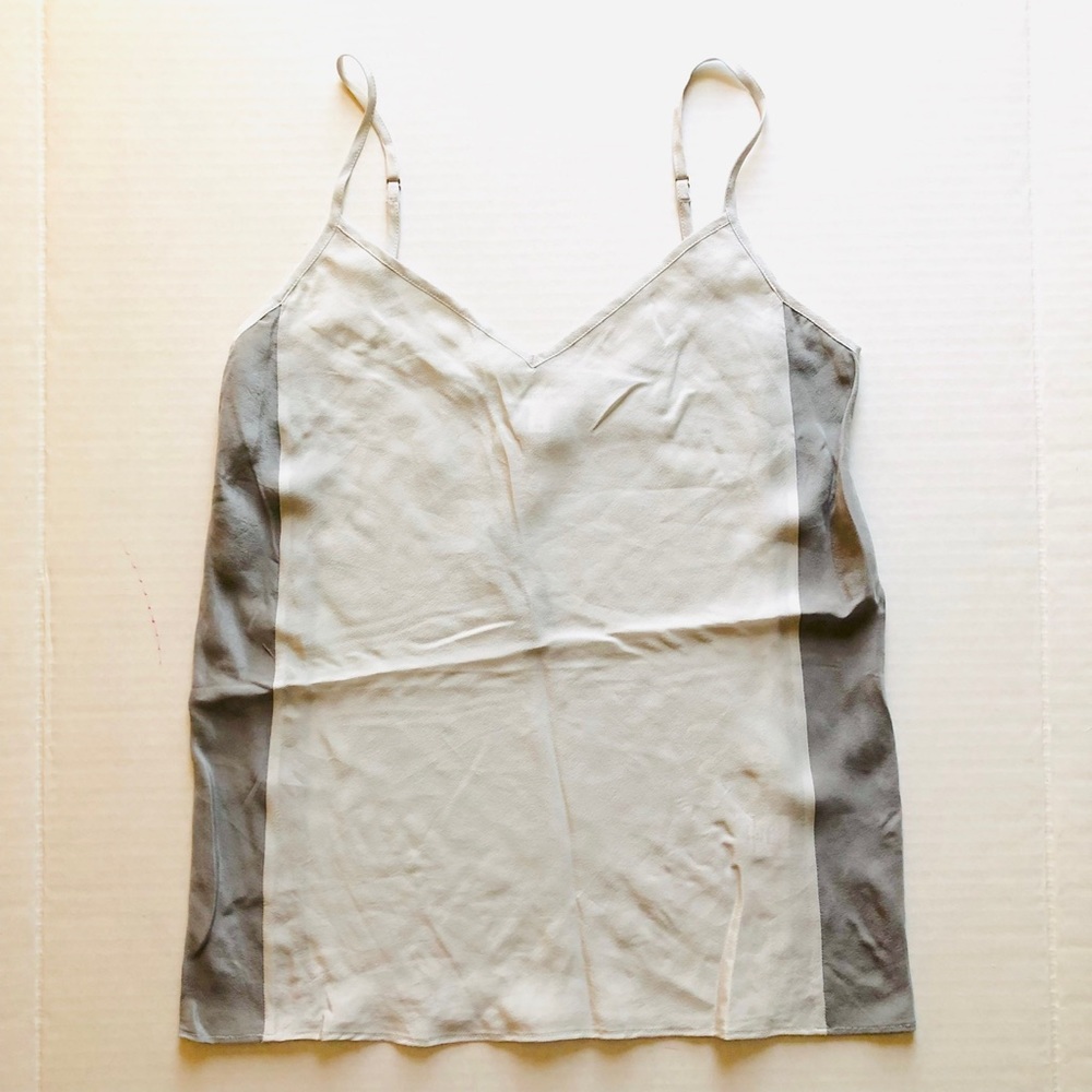 NWT J. Crew GREY Silk Racerback Tank w/ Adjustable Straps in Colorblock - Picture 4 of 7
